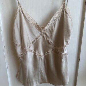 LILY ASHWELL Ivory Silk Camisole with Lace Trim Size S